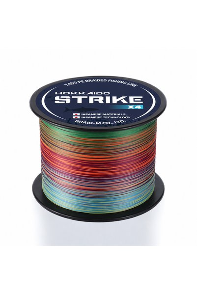 Hokkaido Strike X4-4 Ply, 300 Meters, Multicolour, 0.24 mm 12 kg Pull Strength, Rope Fishing Line, Braided Fishing Line, Silk Fishing Line