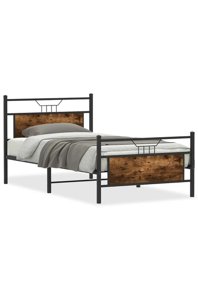 vidaxl Cadru pat fără saltea stejar fumuriu 100x200 cm lemn prelucrat