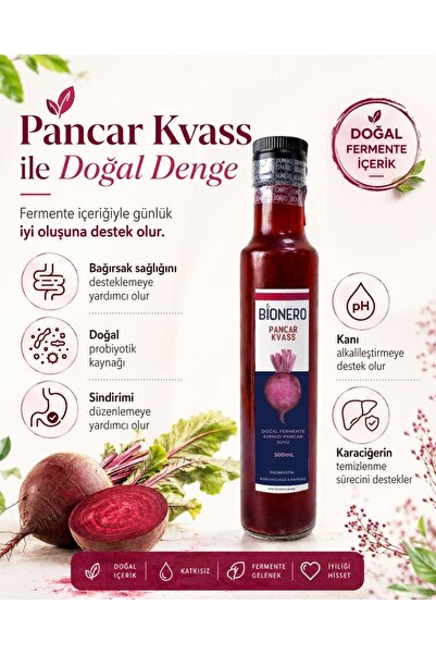 Bionero Foods Pancar Kvass 500 ml Cam Şişe - 2 Adet