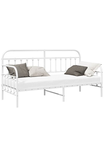 vidaxl Cadru de pat de zi Alb 80 x 200 cm Oțel vopsit electrostatic