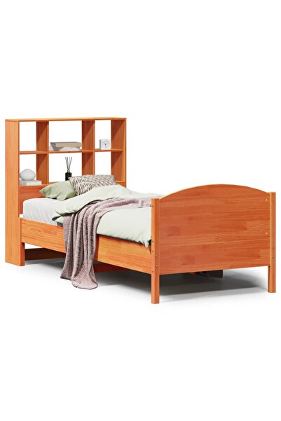 vidaxl Pat bibliotecă fără saltea maro ceruit 75x190 cm lemn masiv pin