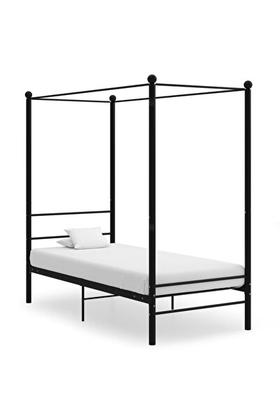 vidaxl Cadru de pat cu baldachin, negru, 100x200 cm, metal