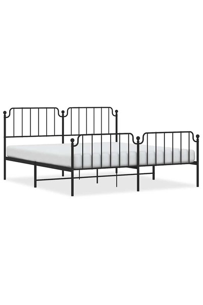 vidaxl Cadru pat metalic cu tăblii de cap/picioare , negru, 183x213 cm