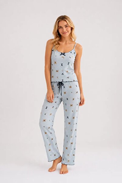 My Hanne Patterned Strappy Women's Pajama Set 2160