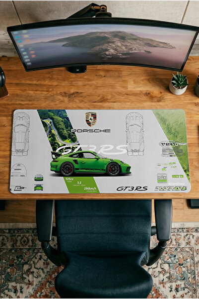 Halura Porsche GT3RS 30x70 Desenli Dijital Baskılı Oyuncu Mousepad XXL Kaymaz...