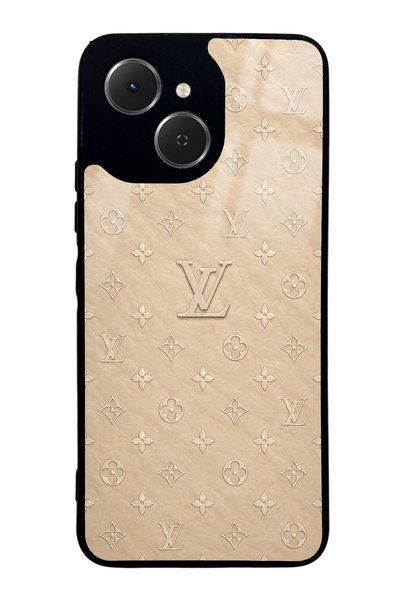 Spoyi غطاء هاتف لامع بتصميم LV باللون البيج الذهبي لهاتف تكنو سبارك 40C