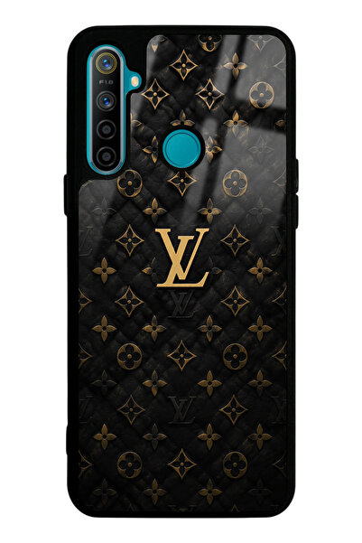 Spoyi Realme 5i Black Gold LV Tasarımlı Glossy Telefon Kılıfı