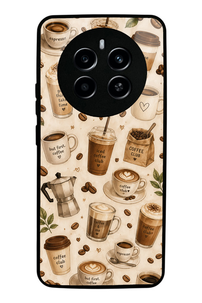 Spoyi حافظة هاتف لامعة بتصميم Realme 12 Coffee Club