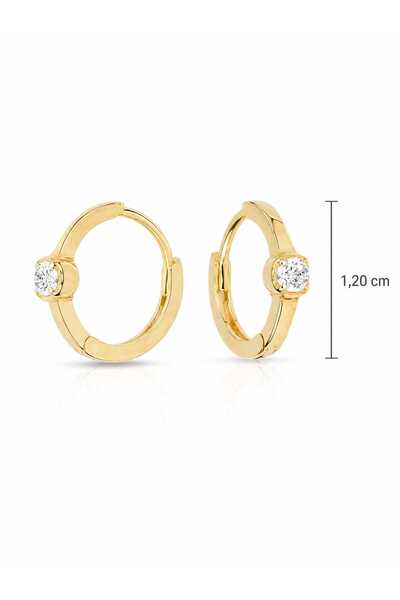Aur 585 Cercei din aur galben 14k, cu piatră albă, 1,20 cm, 1,47 g