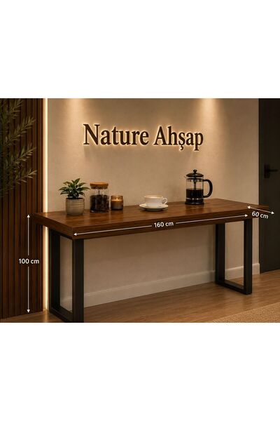 NATUREE AHŞAP Özel Tasarım 60 X 160 Yüksek Bar Masası Ceviz Renk