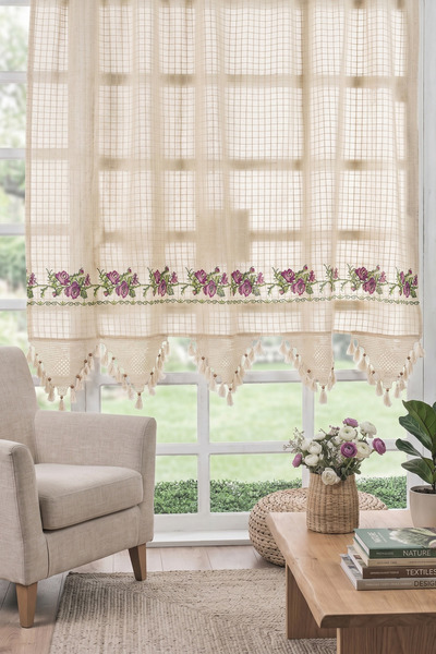 cottoncloth Kanaviçeli Dantelli Otantik Buldan İşi Pamuklu Dekoratif Salon Mu...