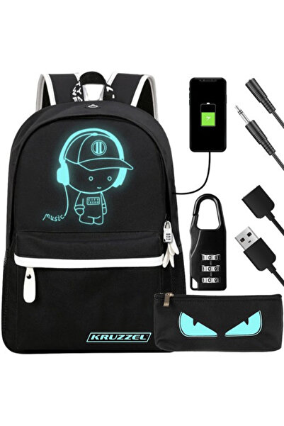KRUZZEL Rucsac USB reflectorizant cu husă, lacăt și cabluri