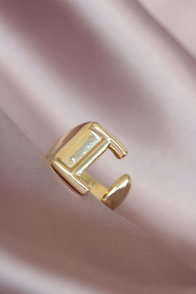 Hafk Mey Import ®   Letter I Gold Color Adjustable Metal Women's Ring