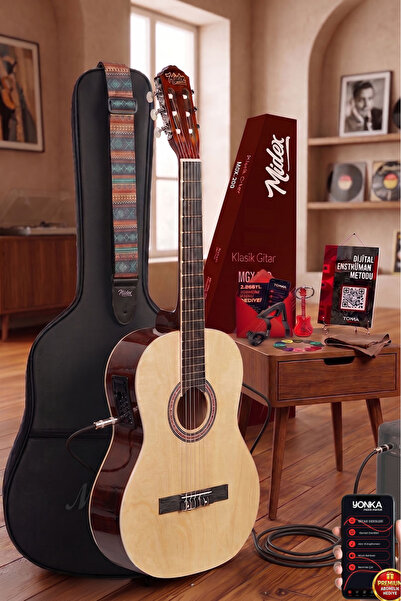 Midex MGX-200NT-EQ Ekolayzerli Profesyonel Elektro Klasik Gitar Seti Natural ...