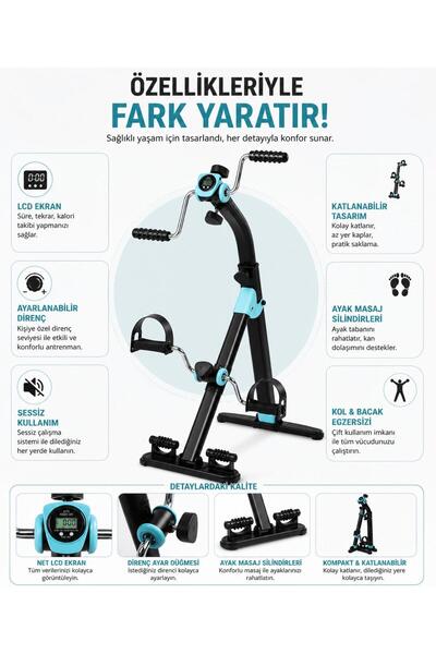 Leyaton Mini Kondisyon Bisikleti, El Ayak Çift Pedallı Egzersiz Bisikleti Say...
