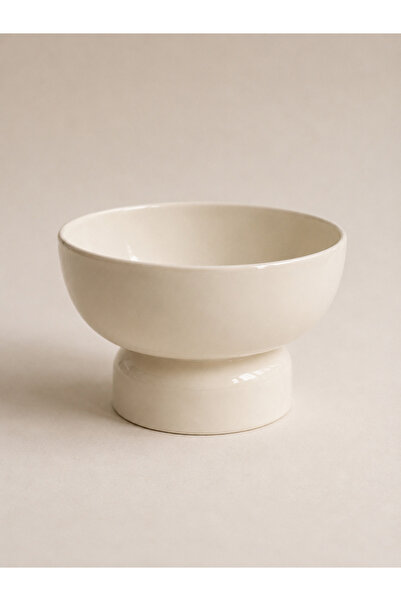 Beige & Stone Ceramic Footed Presentation Bowl 19 cm Fruit and Salad Bowl Dec...