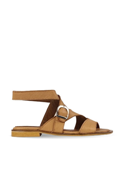 BUENO Tan Leather Women's Flat Sandals