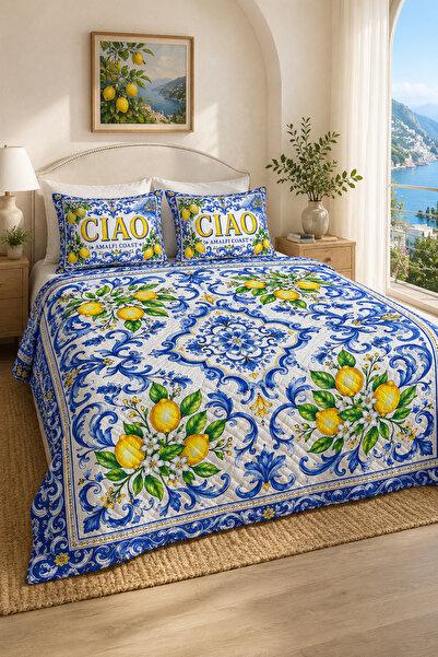 Helen George Amalfi Ciao Lemon Patterned Cotton Polyester Pique Set 240X250 c...
