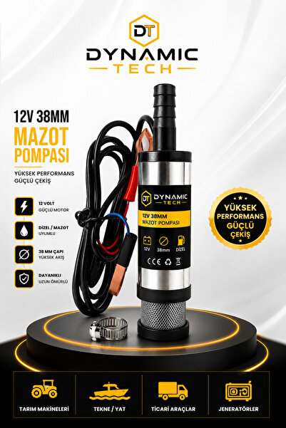 DynamicTech 12 Volt Mazot Ve Su Zeytin Yağı Vs Sıvı Aktarma Pompası Dalgıç Po...