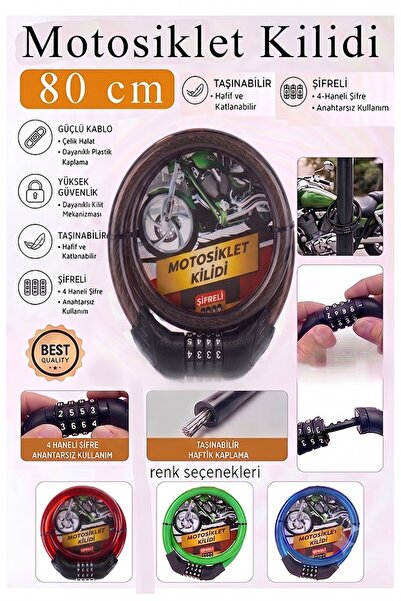 Artmaster Lacăt pentru motocicletă cu combinație neagră 80 cm 1 bucată K-3682...