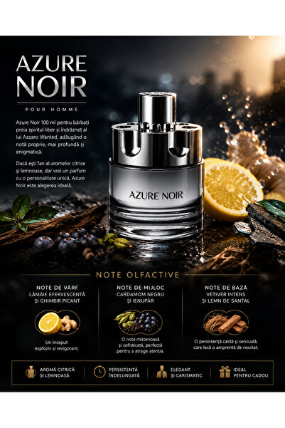 Montage Brands Parfum Bărbați Azure Noir 100 ml – Note Fresh, Condimentate și...