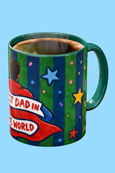Midas Design "Best Dad in the World" Temalı Porselen Tasarım Kupa