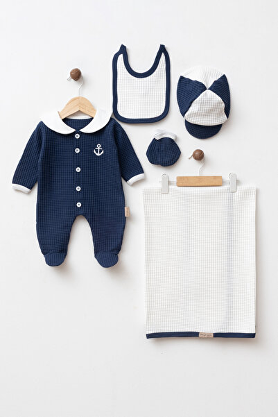 KUZENLER BEBE Baby 100% Cotton Newborn 5-Piece Jumpsuit Hospital Discharge Bo...