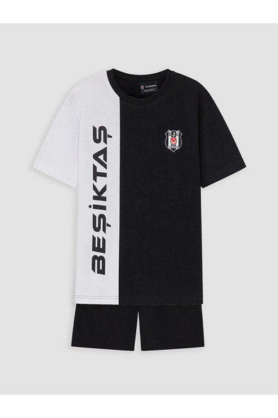 LC Waikiki Siyah Beşiktaş Baskılı Erkek Çocuk Şortlu Takım