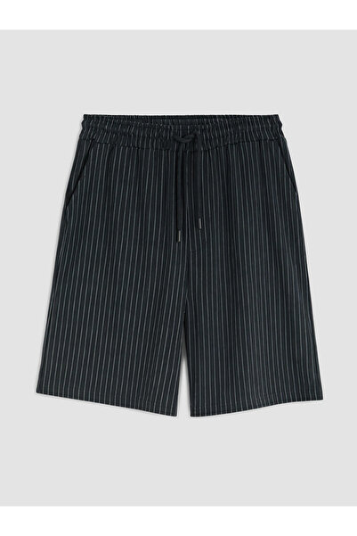 LC Waikiki Black Regular Fit Striped Men's Shorts