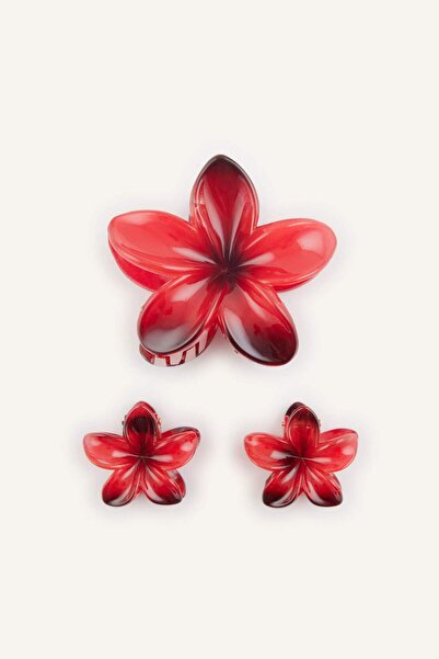 DeFacto Women's 3-Piece Floral Navy Blue Hair Clip I0010Axns
