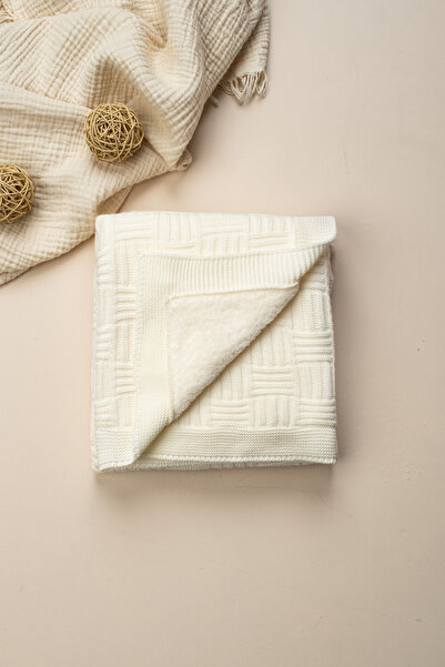 Mielco Straw Pattern Knitwear Baby Blanket with Plush Inside