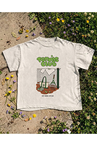 Grafftee Clothing Tennis Club Printed Unisex Oversize T-Shirt