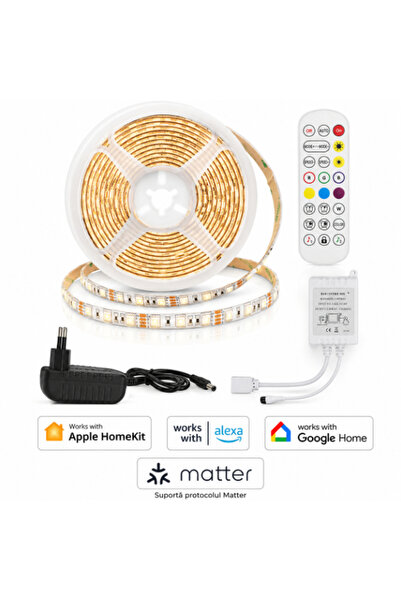 RGBIC Kit bandă LED 5050 RGBIC, WIFI, Apple HomeKit, Google Home, IP20 Interi...