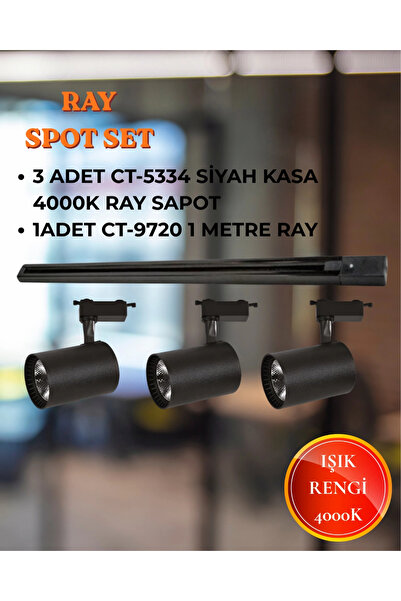 Cata Babil Ray Spot Set | 3 Adet CT-5334 Siyah Kasa 4000K Spot + 1 adet CT-97...