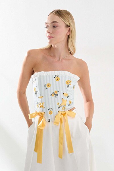 Lencie Lace Detailed Bustier White