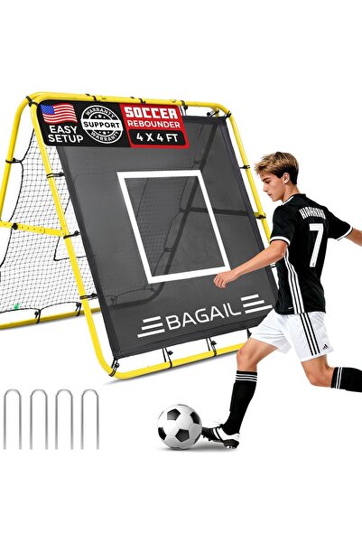 OEM Plasă de Antrenament Fotbal Rebounder Dublă Stabilă Galbenă 120x120 cm