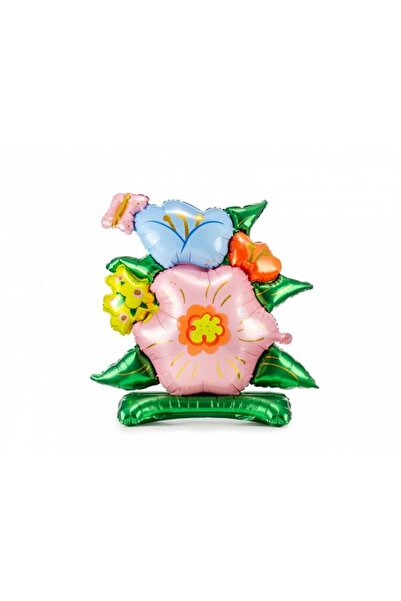 Partydeco Figurină cu flori multicolore, folie de sticlă, 100x116cm