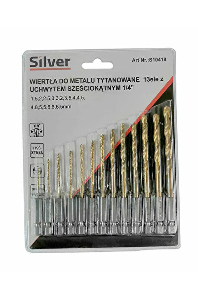 AS Silver Set 13 Burghie Metal din Titan 1.5-6.5mm SILVER cu Prindere Hexagonala
