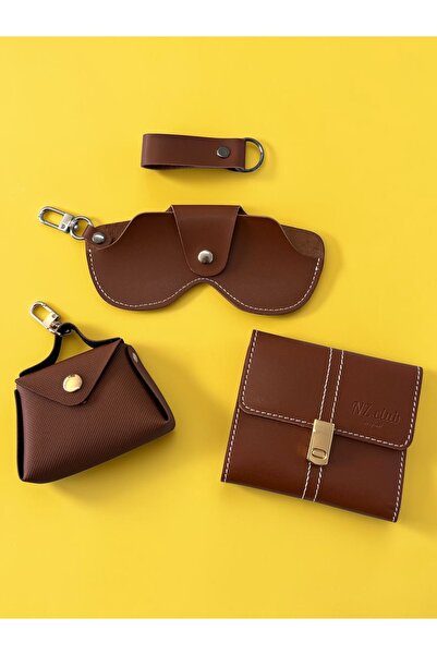 NZCLUB Stylish Minimalist Set of 4 (Women's Wallet, Glasses Case, Bag Ornamen...