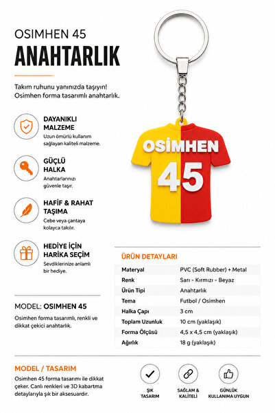 urfatakıtasarım Osimhen Forma Anahtarlığı Sarı Kırmızı