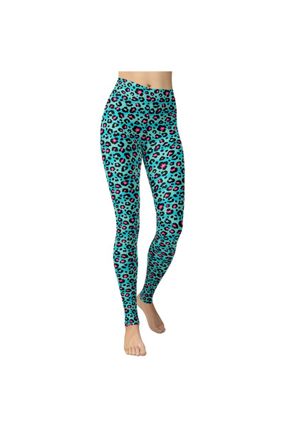 OEM Colanți de damă casual elastici cu imprimeu leopard albaștri S