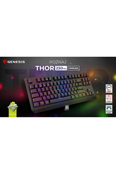 Kraft&dele Tastatură mecanică Genesis Thor 230 TKL US RGB Outemu Silent Lemon
