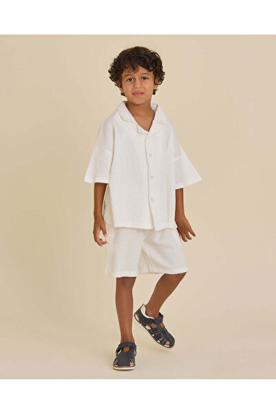 REDTAG Boys White Shirt And Shorts Set