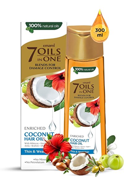 Emami 7 Oils in One Coconut Hair Oil – 300ml | 100% Natural Oils | Enriched w...