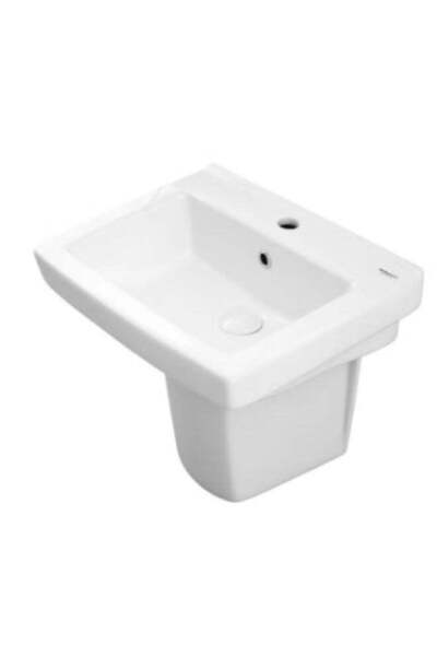 Somany Bathware حوض غسيل سوماني بابلو بقاعدة نصفية - حوض حمام سيراميك عصري، ح...