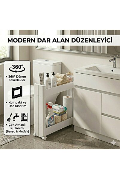 Motek 2-Pack Slim Narrow Space Organizer Shelf, Multi-Purpose Kitchen and Bat...