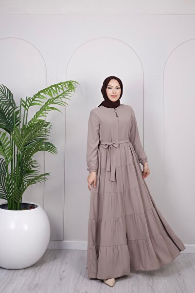 Dayfabric 5 Katlı Elbise Görünümlü Ferace | Bej
