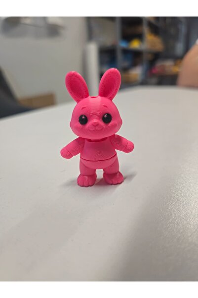Sevimli Pembe Tavşan Hareketli Tasarımlı Anahtarlık - 3D Baskı - Paket İçeriği 1 Adet