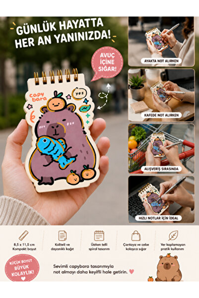 Pembe Pasaj Not Defteri - Capybara Temalı Not Defteri - Capybara Renkli Defter