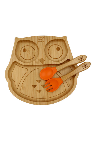 Baby Cloud Σετ Φαγητού “Κουκουβάγια” από Bamboo – Πορτοκαλί